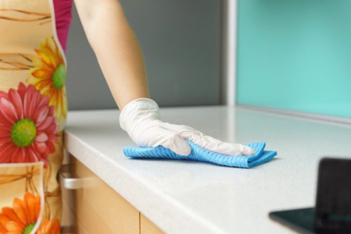 House cleaning essentials in a bright living room