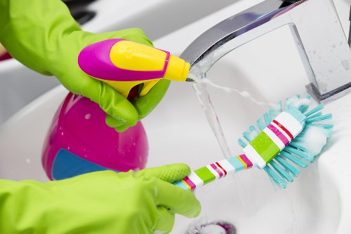 Sanitizing high-touch surfaces in a clean kitchen