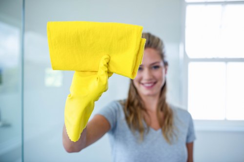 Professional domestic cleaning in a bright modern kitchen
